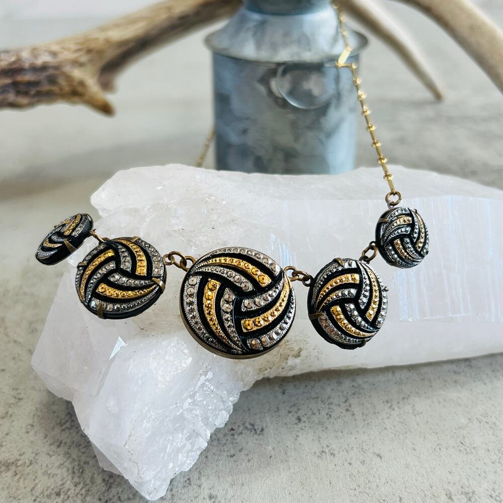 Pididdly Links Gold Silver Black Plated Brass Swirl Link Necklace 16in.